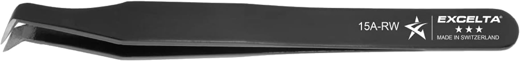 Excelta Precision Carbon Steel Tweezers, 70 Angulated Round Tip, Ideal for Soft Wire Cutting & Detailed Work, Epoxy Coating & Flame-Hardened Blades, 4.5" Length, Professional
