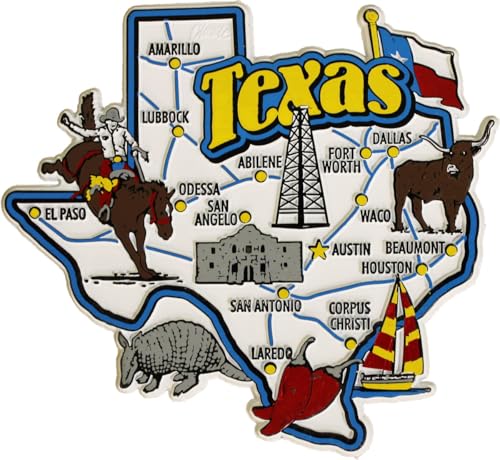 Imán de refrigerador con mapa de Texas 4 pulgadas miniatura 1