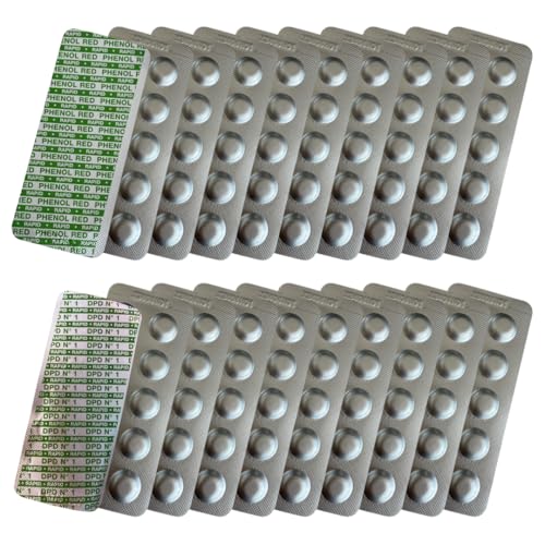 ALPHFA Rapid Pastilles de test pour testeur d'agitation, pH phénol rouge, chlore libre DPD1, testeur d'eau de piscine, durée de conservation 10 ans (200)