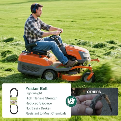 Yesker 592855201 532130969 130969 Deck Drive Belt for Craftsman Husqvarna YTH22V46 YTH24K48 YTH18542 Poulan Jonsered AYP Tractor Durable Aramid Cord 92.45\" Lawn Mower Belts Replaces 584444701 21546080 - Thumbnail 5