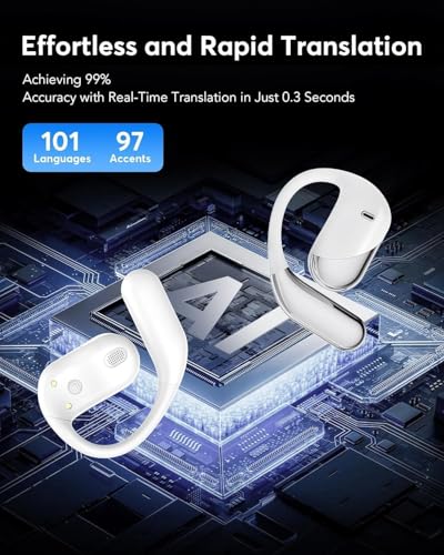 Image of AI Translation Earbuds, Real Time 2-Way 198 Languages Translator Headphone | 60H Playtime Bluetooth 6.1 Translating Ear Buds for Travel, Music, Calls, Audifonos Traductores Ingles Espanol