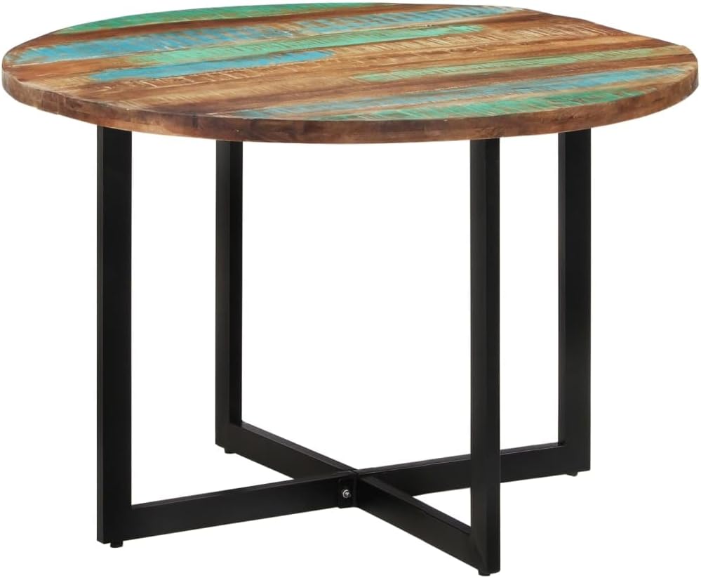 vidaXL Dining Table Multicolor Solid Reclaimed Wood Medium Sleek