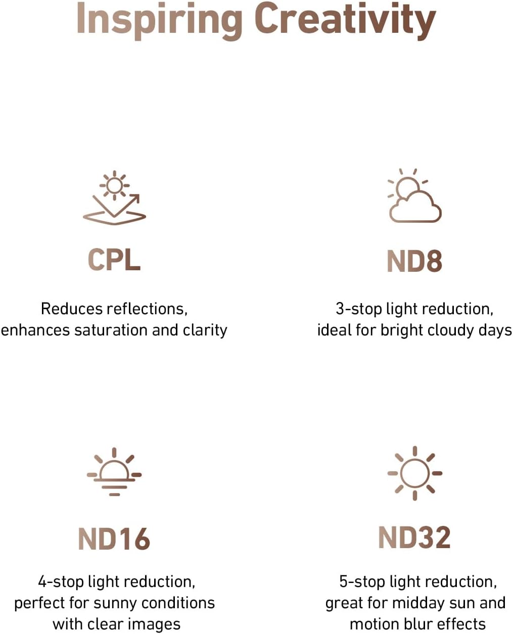 TELESIN ND/CPL Filter Set Compatible with Insta360 ACE PRO & ACE PRO 2(Old Lens Version), 4 Pack ND8 ND16ND32 CPL Polarizer Neutral Density Filters with Multi Coated HD Optical Glass/Aluminum Frame