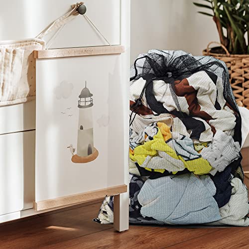 Extra Large Mesh Laundry Bag,Washable Dirty Clothes Bag Durable Mesh Bag-24X36 Inches With Lock Drawstring Closure For Travel, College, Dorm, Sports, Apartment, Family 2 Pack (White+Black) #TOP5