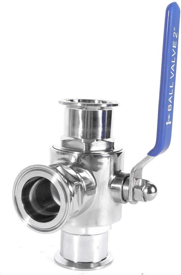 1.5"(1.5inch) Tri Clamp Sanitary ball Valve,3 way Tee ball Valve T Port,PTFE Lined and Triclamp Triclover Stainless Steel 304,Tri Clover Ferrule with 3 pcs silicone gasket