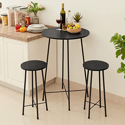 Vecelo Round Bar Table, Classic Bistro Pub Furniture,Small Spaces Saving For Dining Room Breakfast,Coffee, Easy To Assemble, Black #TOP5