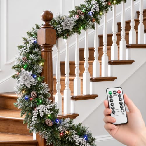 9 FT Pre-Lit Christmas Garland, Color-Changing Lights and Remote