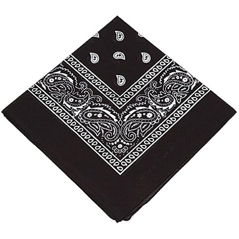 Several Colours of Bandanas for women, men & Children Cotton Paisley Bandana Scarf Bandanas headband/bandana bibs/Hankerchief in Black,white,red,blue,green,pink,purple,orange,lilac, (Black) Cover