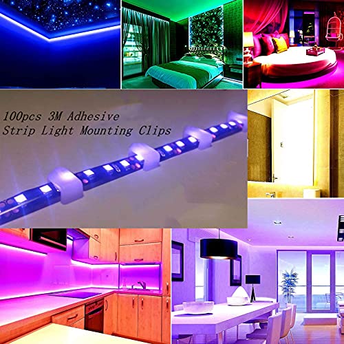 Strip Light Mounting Clips Manyee Adhesive Cable Clips Strip Light Holder Bracket 100Pcs Clamps Wire Management Cord Organizer For 10Mm(3/8") Wide Strip Light Car Wire Ties Office Home #TOP3