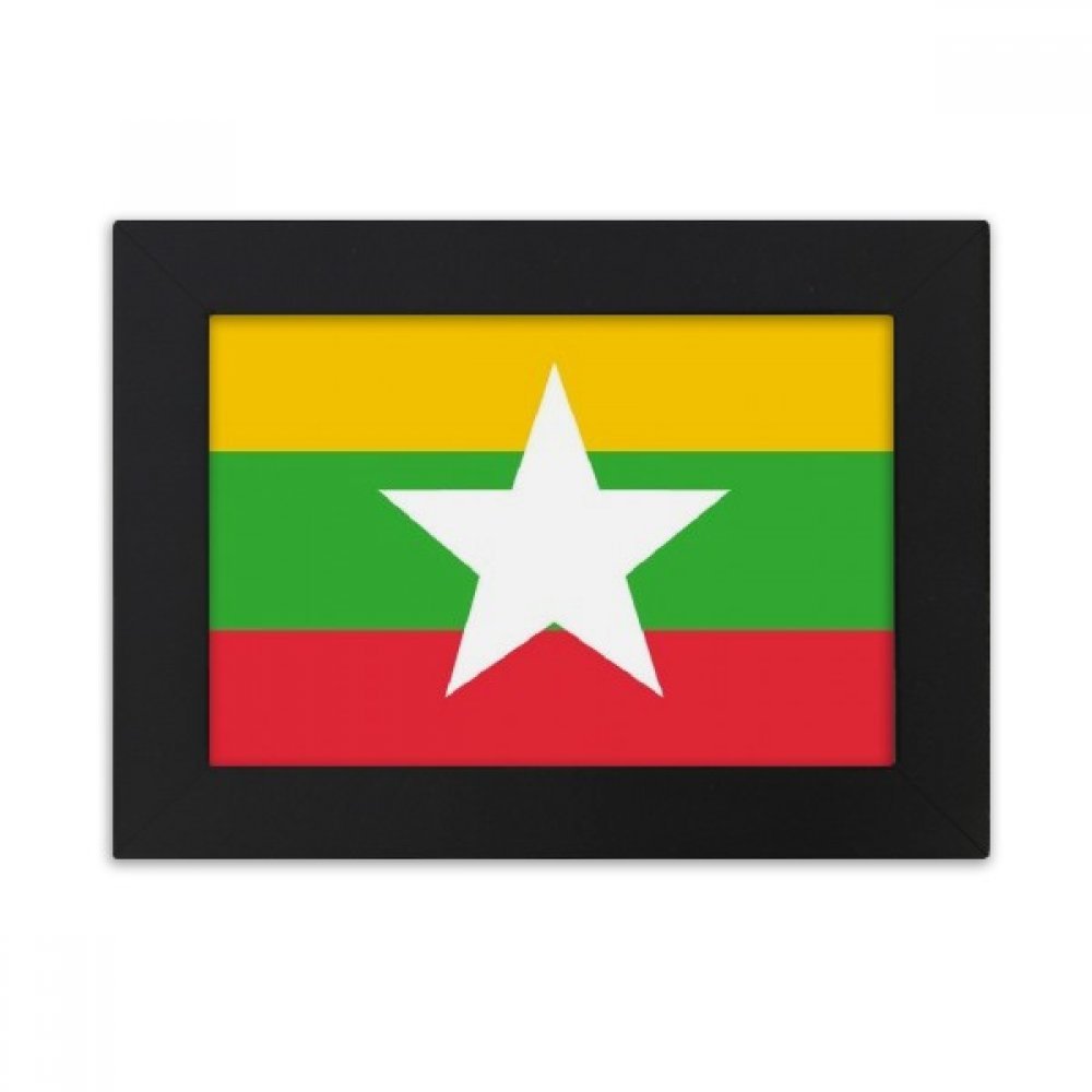 Cadre photo de bureau Myanmar noir avec peinture art multicolore d'Asie 5X7