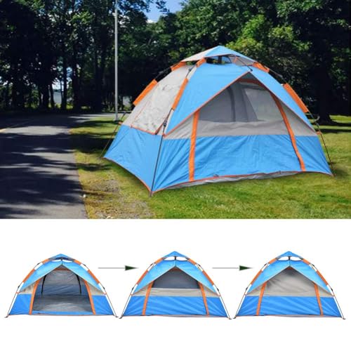 Carpa automática impermeable doble capa azul miniatura 4