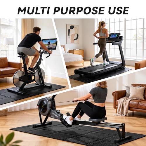 Image of Treadmill Mat for Carpet &Hardwood Floors, 79 inch x 39.4 inch 0.25 inch Thick High Density, Non-Slip Fitness Equipment Mat, Mat for Under Treadmills, Elliptical, Exercise Bikes, Stationary Cycles
