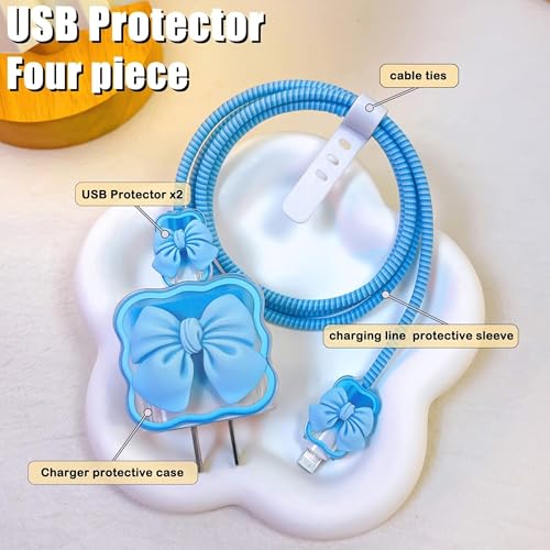 Image of Like Star Charger Protection Cover 4 in 1, Compatible for iPhone Charger only 18W & 20W, Spiral Cable Protector for Charging Cable, Charger Protector with 3D Design
