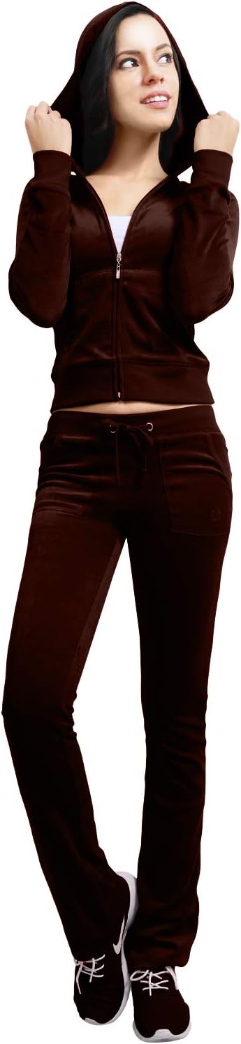NE PEOPLE Women’s Tracksuit Set – 2 Piece Slim Fit Velour Velvet Casual Zip Up Hoodie Jacket Sweatsuit and Sweatpants S-3XL image 4