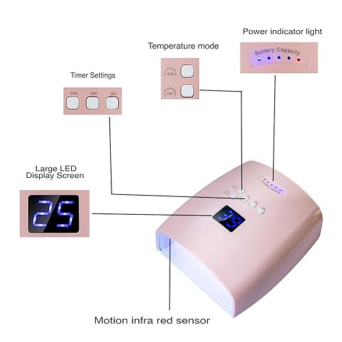 Miniatura 2 de Ayshone Lámpara de uñas LED UV recargable de 48 W luces de uñas de gel profesionales inalámbricas herramientas de manicura para el hogar y el salón