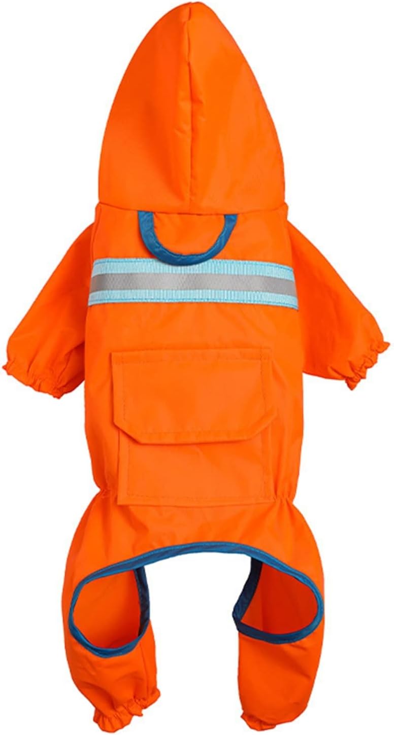 Dog Raincoats Pets Dog Raincoat Waterproof Jumpsuit Reflective Small Medium Large Dogs Rain Coat Jacket Outdoor Breathable Puppy Clothes (Color : Orange, Size : Small)