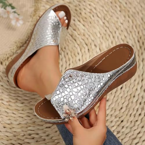 Epsion 2025 Summer Wedges Sandals for Women Casual Arch Support Slippers Flip Flops Retro Non Slip Pillow Slides2