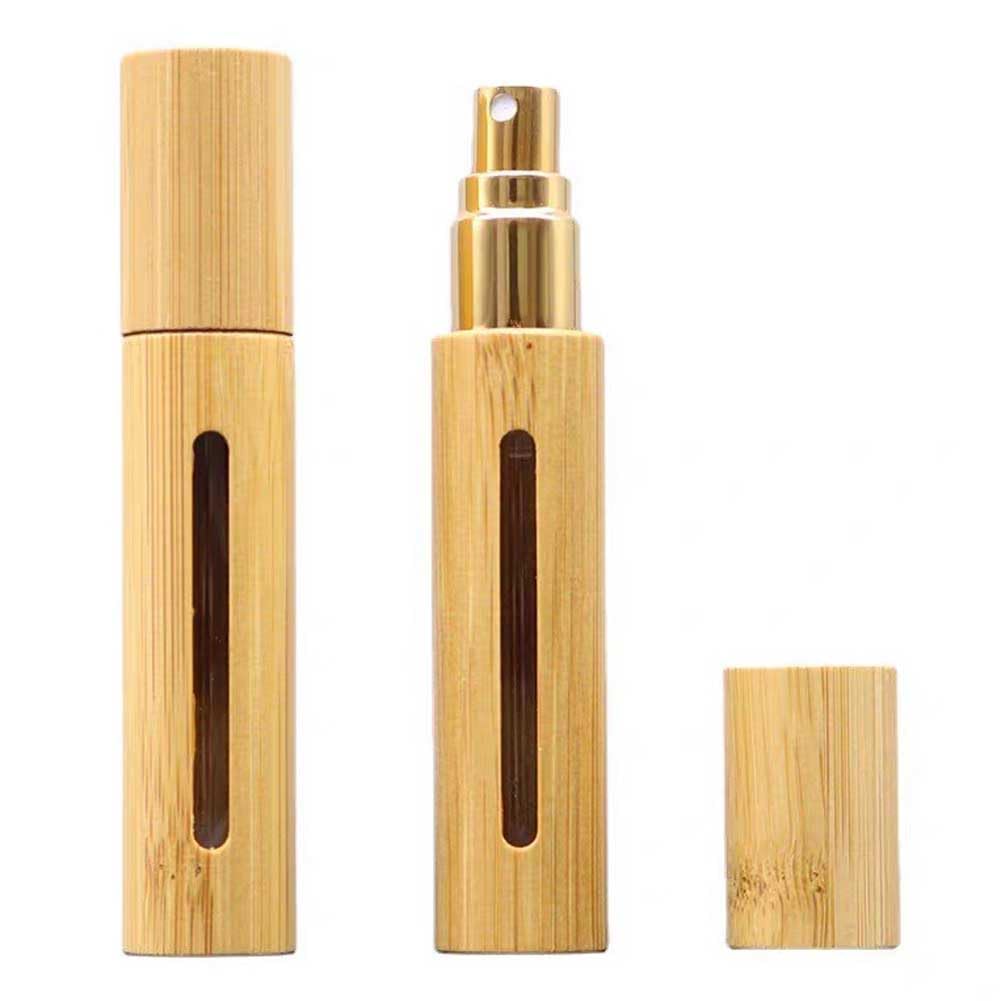 Teensery 2 Pcs 10ml Bamboo Spray Bottles Empty Refillable Perfume Atomizer Bottles Portable Travel Makeup Water Vial Containers for Liquid, Lotion,