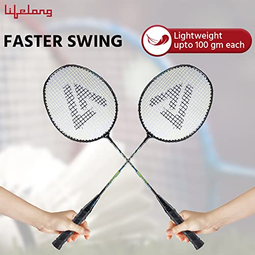 Image of Lifelong Badminton Racquets ACE100 Aluminium Pair (LLBDR21, Black)