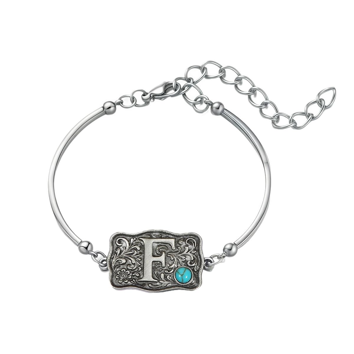Belt Buckle Bracelet Initial Letter A-Z Bracelets Western Cow Tag Bracelet Belt Buckle Necklace Western Style Initial Letter Pendant Necklace