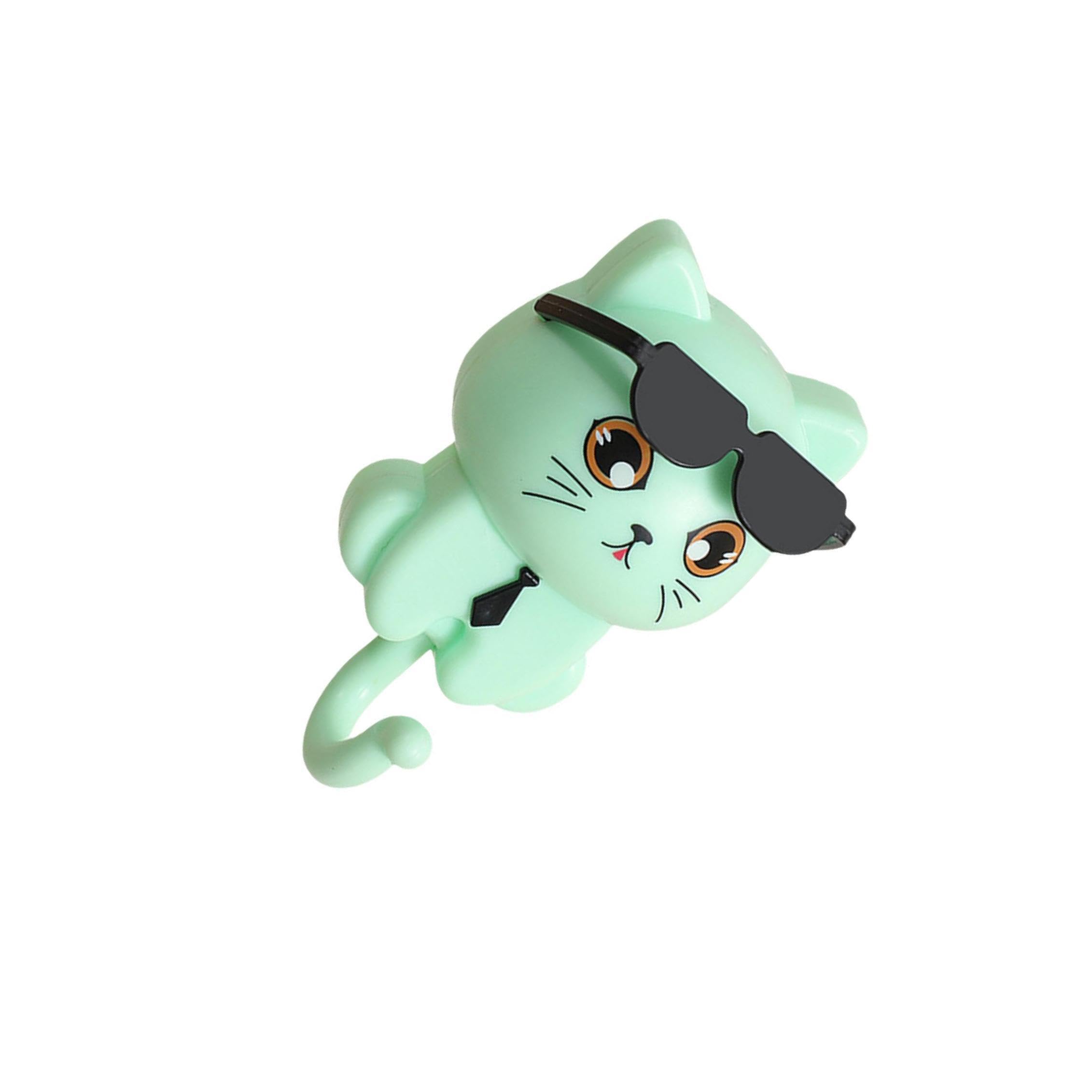 Pixzcsa Green For Creative Coat Hook With Retractable Cat Key, 4.5X8.5cm