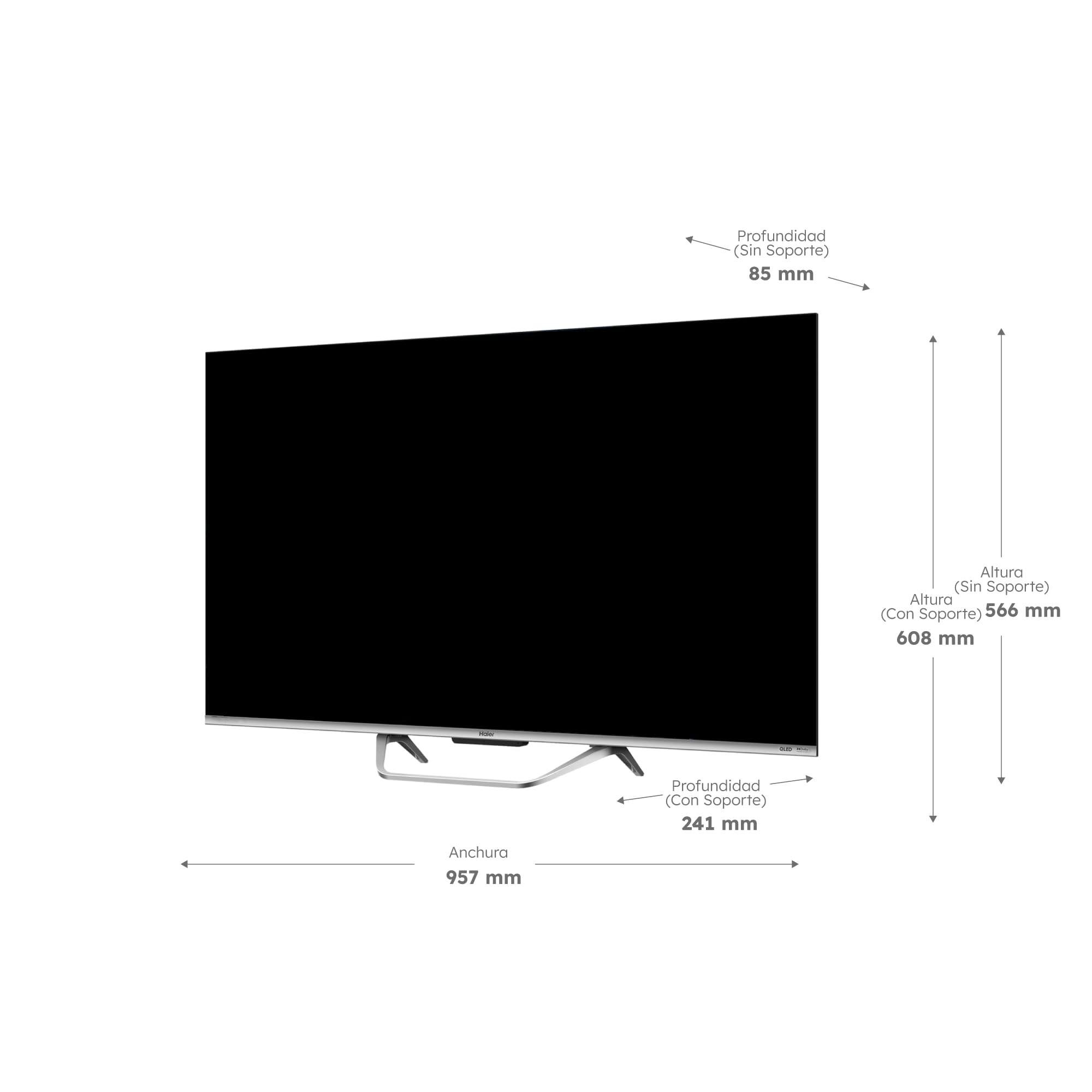 Haier QLED 4K UHD H43Q80FUX - 43", Smart TV, Google TV, Dolby Atmos y Dolby Vision, HDR 10+, Smart Remote Control, Google Assistant, Bluetooth 5.1, DBX TV, HDMI 2.1 x 4, Sin Marcos, 2025