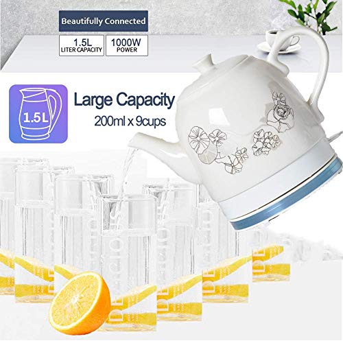 Hervidor eléctrico cerámico inalámbrico 1.5L clásico blanco miniatura 3