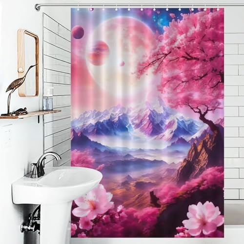 Rideau de douche cerisier japonais en polyester premium - 6