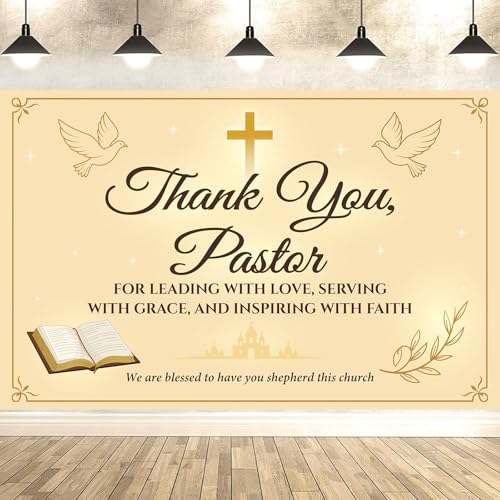 Pastor Appreciation Banner Thank You Pastor Backdrop for Church Pastor Appreciation Decorations Perfect for Pastor Appreciation Month & Day 70.87 x 45.3 Inches