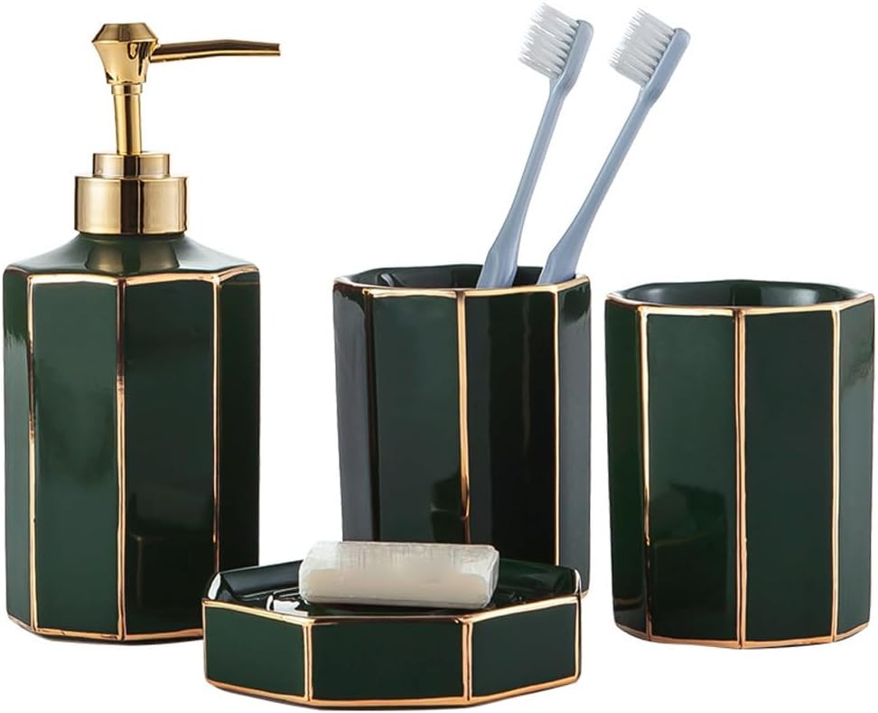 Ceramics Soap Holders Gargle Cup Liquid Soap Dispenser Bathroom Toiletry Set Four Piece Set Washing Tools