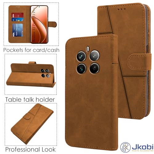 Image of Jkobi Flip Case Cover for Realme 12 Pro Plus | Realme 12 Pro (Stitched Leather with Magnetic Closure)