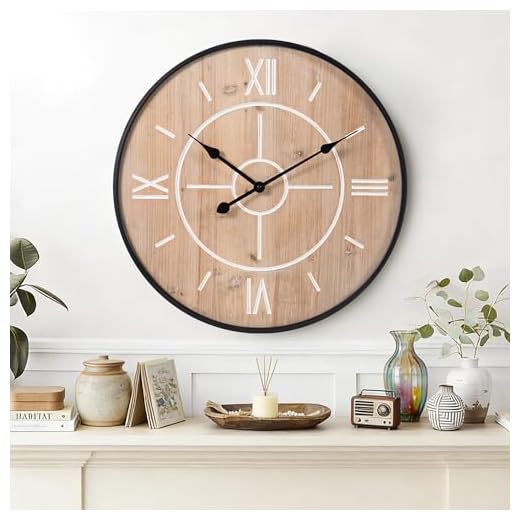 aevbibs Large Decorative Wall Clock 24 & 30 Inch – Vintage Industrial Farmhouse Modern Style – Iron