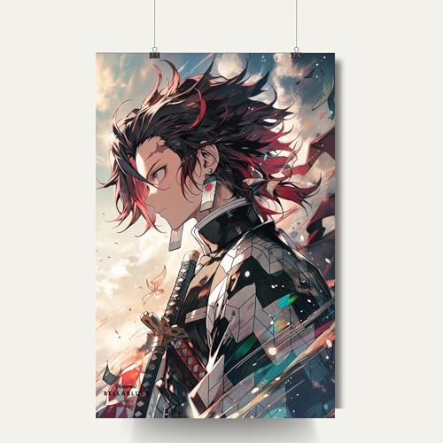 Image of Tanjiro Kamado Poster | Demon Slayer Anime - kimetsu no yaiba | Laminated | For Wall, Office and Home Decor | A3 and A4 Sizes (A4 Medium, 2)