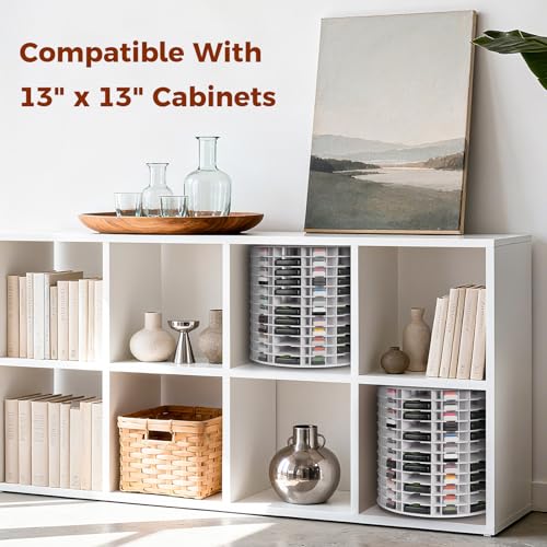 Image of Krafetto Rotating Ink Pad Storage Organizer Rack, 72 Grids for Slim 2-3 /4 inchx4 inch Ink Pads, 72 Grids for Mini Cube Caddy Ink Pads, Craft Stamp Pad Holder for Desktop