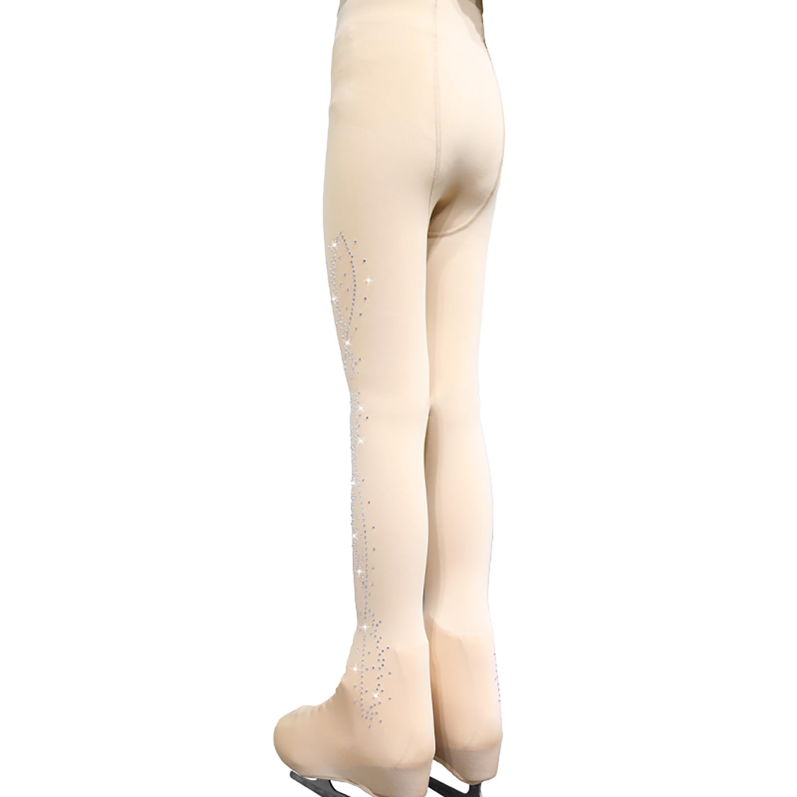 Collant Bambina Pattinaggio Artistico Ginnastica Artistica Skating Calze per Sport Pantaloni da Pattinaggio sul Ghiaccio(Size:S,Color:Pelle)