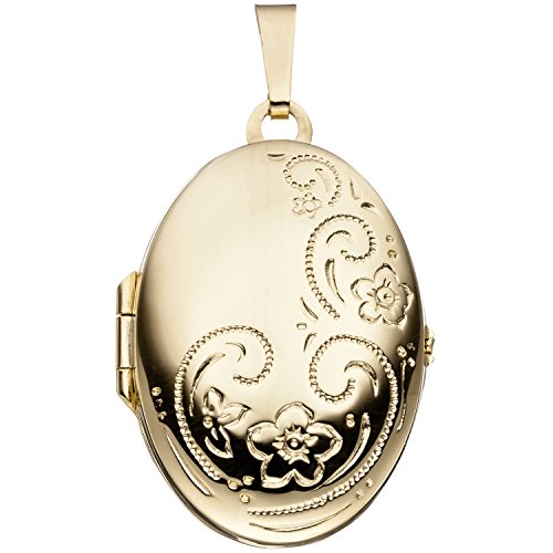 JOBO Damen-Medaillon aus 333 Gold Oval zum Öffnen für 2 Fotos