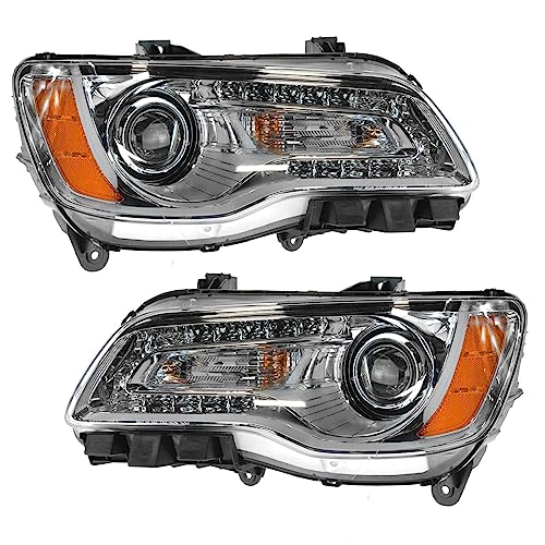 Image of TRQ Headlight Assembly Set CH2502239 CH2503239 Compatible with 2011-2014 Chrysler 300