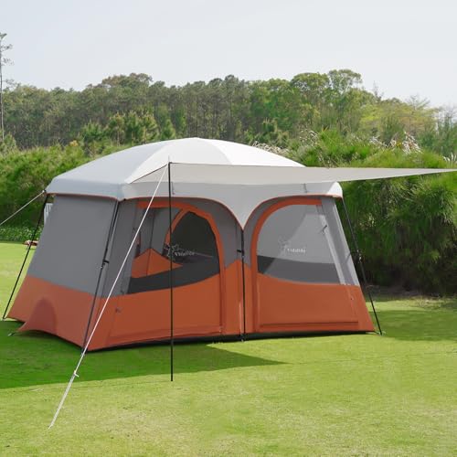 Vidalido Tents，6-8 Person Camping Tent with Extended Vestibule，2 Room Weather Resistant Family...