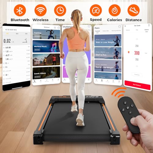 Image of Walking Pad Treadmill for Home Office, Under Desk Treadmill with 2.5HP Quiet Motor, 6% Manual Incline, Remote Control, LED Display, 300 lbs Capacity