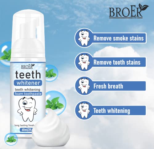 Image of BROER Naturals Teeth Whitener | Teeth Whitening Foam To Remove Yellow Stains, Tobacoo, Tartar and Tobacco Stains - 60ml