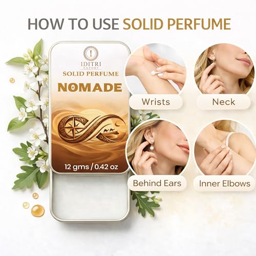 Image of IDITRI EXPORT Solid Perfume |V Noir&Nomade Alcohol Free Wax Perfume Balm, Long Lasting | Pocket Tin 12g, Pack Of 2| Non Greasy Smooth Glide, Travel Friendly Men And Women