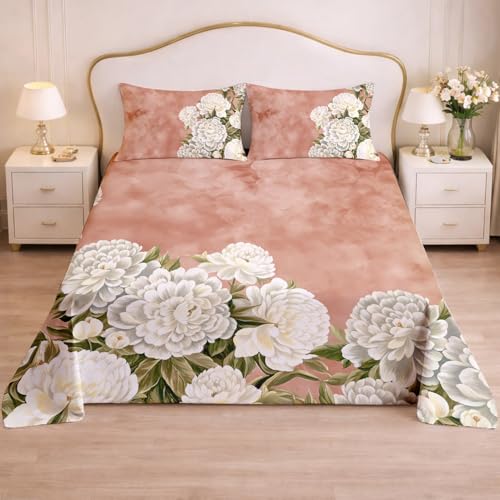 Image of Cloth Fusion Glace Cotton Flat Bedsheet for Double Bed with 2 Pillow Covers (90x100 Inches, Blush Rose)