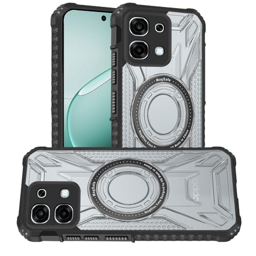 Image of AESTMO Hybrid Shockproof Back Cover Case for Oppo F31 / F33 5G Compatible with MagSafe | Hard Back Case Cover for Oppo F31 / F33 5G (PC & TPU, Translucent Back, Black Sides)