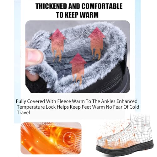Men's Leather Slip On Platform Snow Boots Winter Warm Fur Lined High Top Non-Slip Outdoor Sneakers Boots Comfort Office Dress Walking Loafers Shoes3