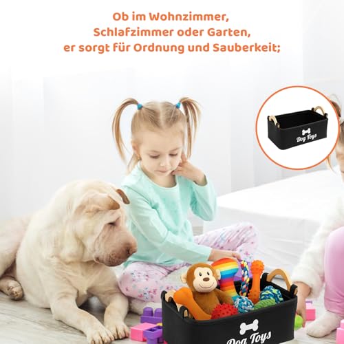 SongBuydn Hundespielzeug Aufbewahrung, Spielzeugkiste Für Hund, Aufbewahrungsbox Schwarz 38x25x18cm, Praktischer Spielzeug Korb Für Haustierbedarf, Ordnung Und Sauberkeit Im Wohnbereich