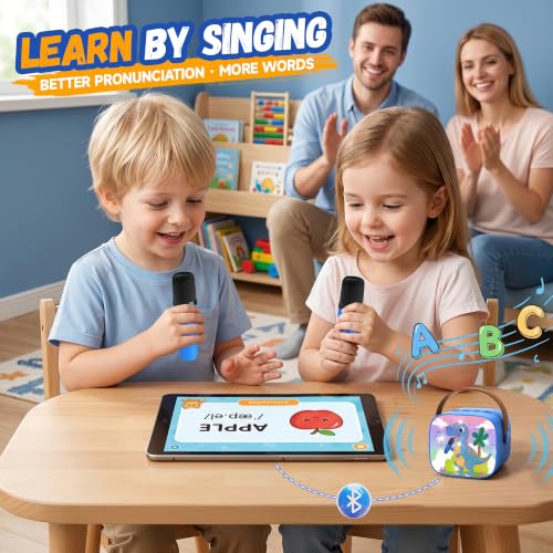 Image of YLL Karaoke Machine for Kids, Portable Mini Speaker with 2 Wireless Microphones, Kids Toy Gifts for Boys Ages 3, 4, 5, 6, 7, 8, 9, 10+ Years Old, 4-12th Birthday Singing Home Family Party