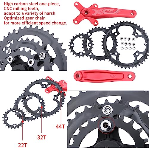 TANGIST Guarnitura MTB Bike Square Taper 22-32-44T...