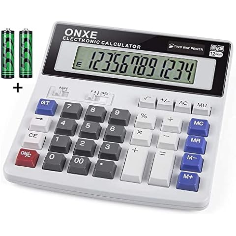 Calculator,12 Digit Extra Large LCD Display Office Desk Calculators, Two Way Power Battery and Solar,Big Button Standard Basic 4 Function Desktop Calculators for Office Financial Accounting Business Cover