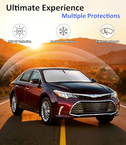Image of Windshield Sun Shade for 2013-2018 Toyota Avalon | Front Window Sunshade with 240T Sun Visor Protector Foldable Heat Shield Blocks UV Rays, Car Accessories