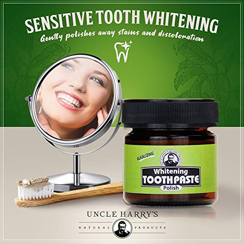 Uncle Harry's Spearmint Sensitive Teeth Whitening Toothpaste Polish | Natural Sls Free Toothpaste Freshens Breath & Promotes Enamel | Toothpaste Fluoride Free #TOP1